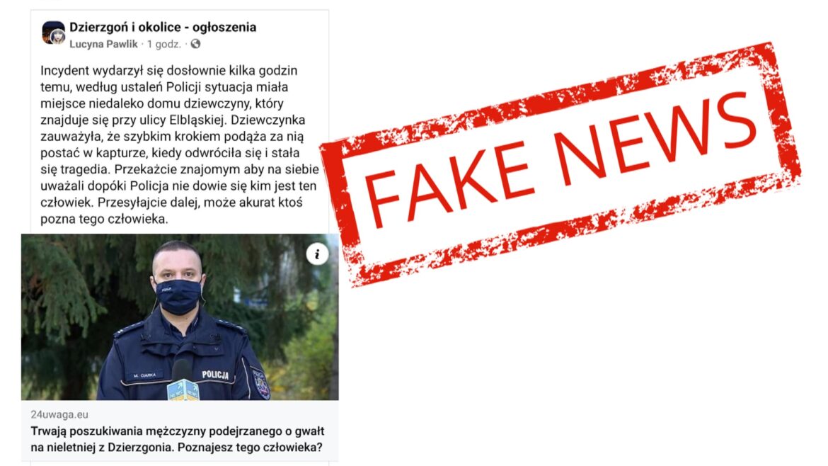 Policja uspokaja. Do żadnego gwałtu w Dzierzgoniu nie doszło. To fake news!